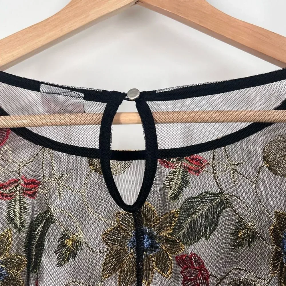 Impulsive Sheer Embroidered Floral Top - Picture 3 of 11